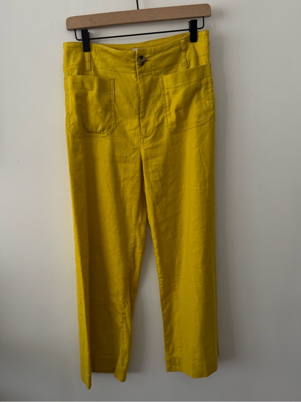Maeve Colette Linen Yellow High-Rise Wide Leg Pants
